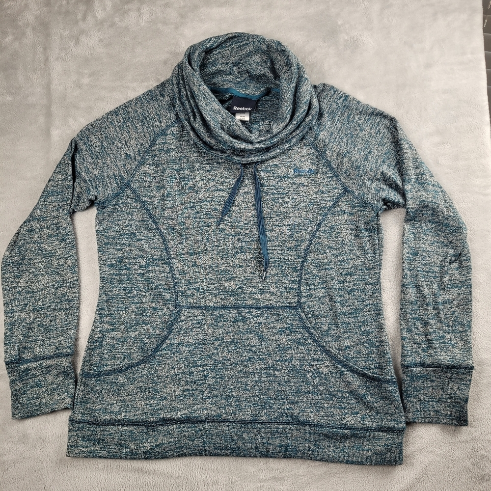 Reebok Women's Blue Cowl Neck Knit Sweater Pullover Size XL